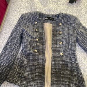 Zara Blue Blazer Tailored Suit Jacket